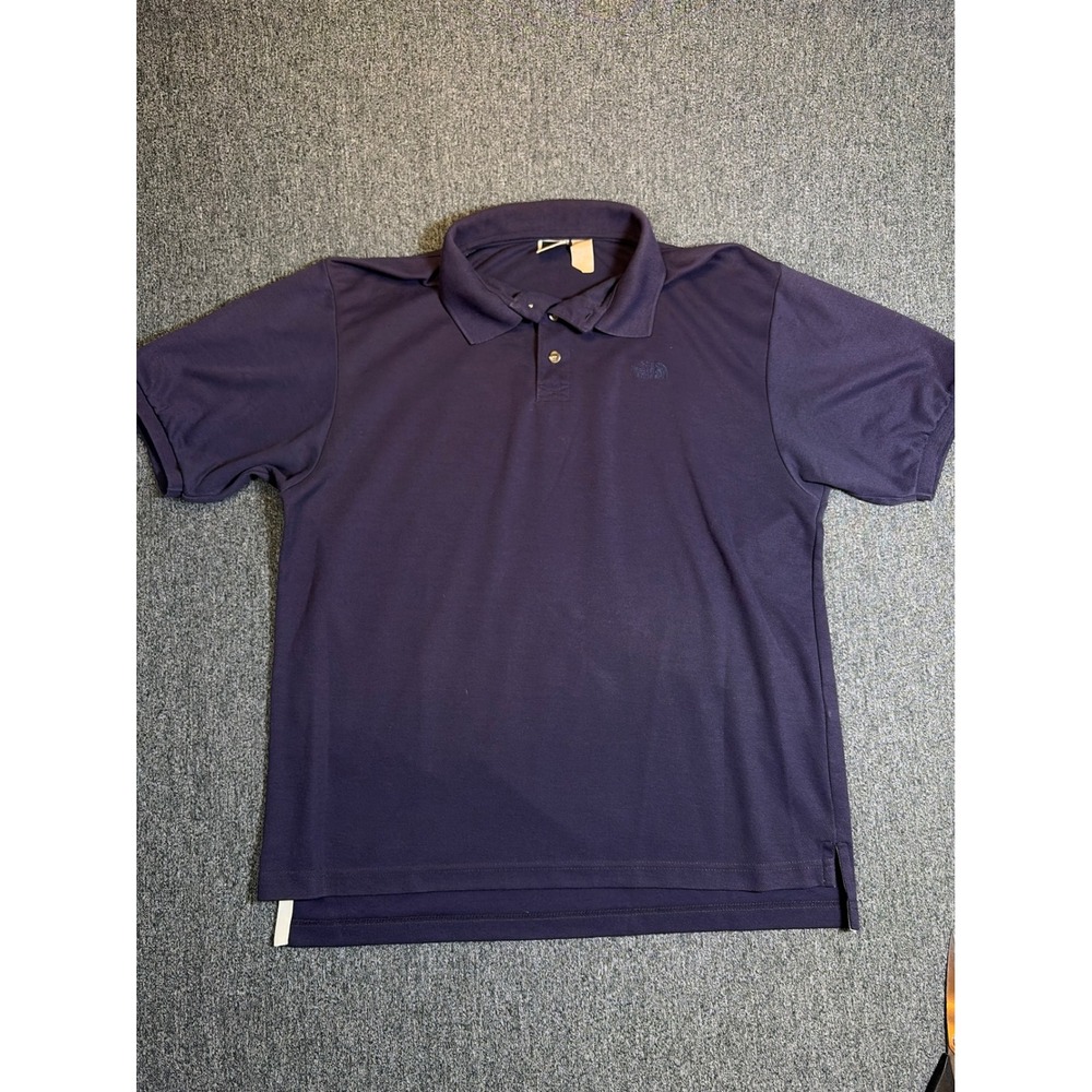 The North Face Vintage Mens Polo Shirt Short Sleeve Navy Blue Embroidered XL